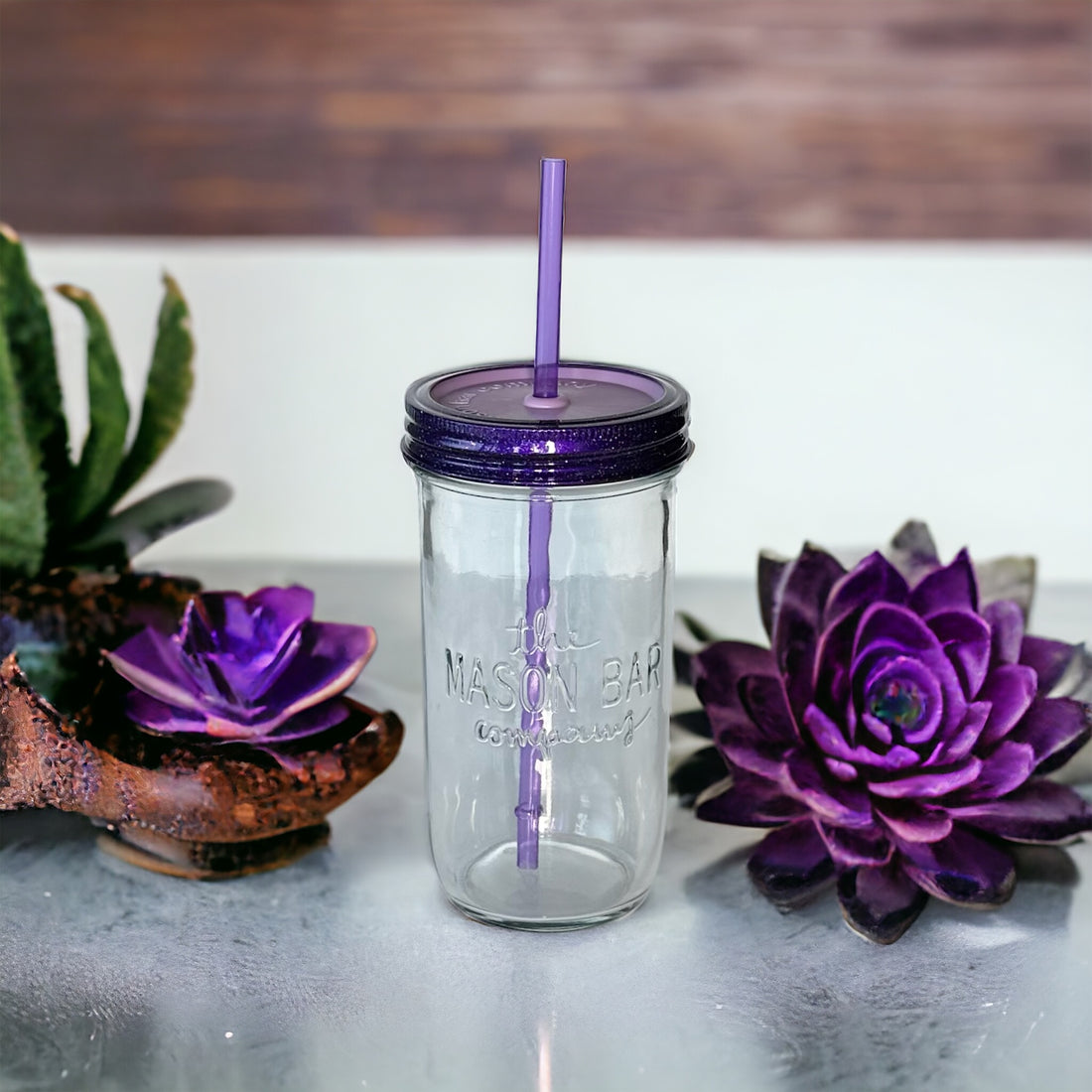 Purple Color Shifting 24oz Mason Jar Tumbler Set