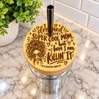 Super Cool Mom Regular Mouth Blonde Bamboo Lid