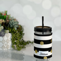 Black & White Stripe + Gold Cozy