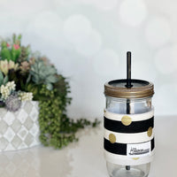Black & White Stripe + Gold Cozy