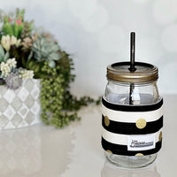 Black & White Stripe + Gold Cozy