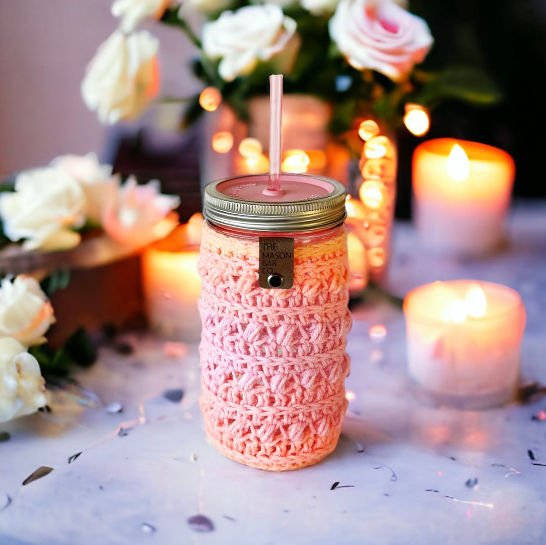 Pink Gradient Cable Knit Cozy