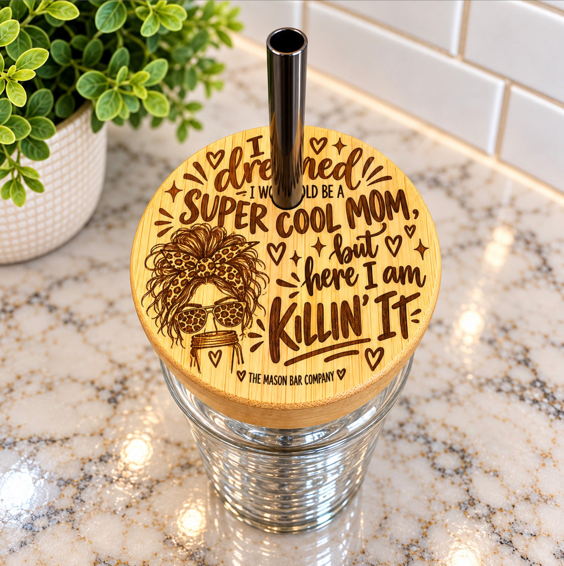 Super Cool Mom Regular Mouth Blonde Bamboo Lid