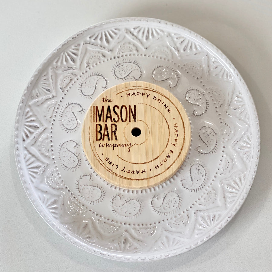 The 24 + Bamboo Drinking Lid + Glass Straw freeshipping - The Mason Bar Company