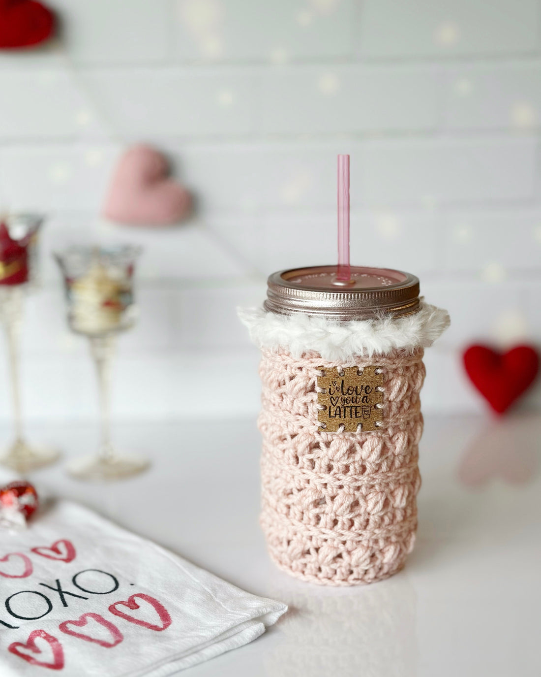 Love you a Latte Cable Knit Cozy